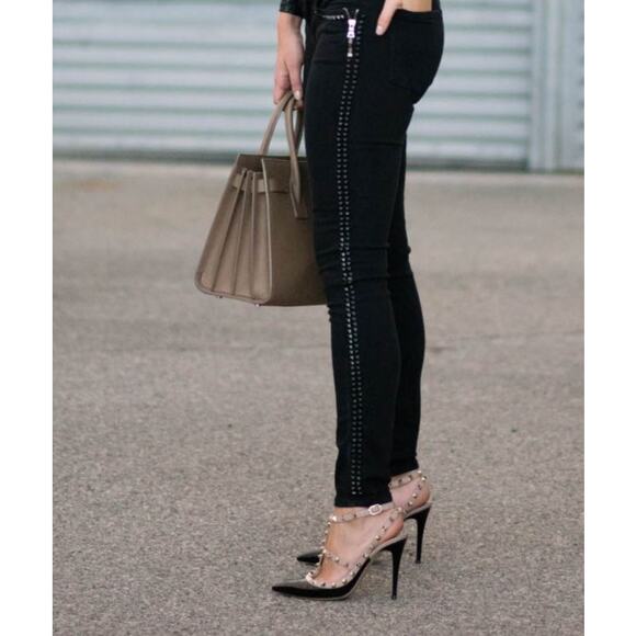 Rare Calvin Rucker Jeans Heartbreaker Sz 25 Black Silver Studs Designer Vintage - Picture 2 of 12